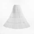 Women's White Tiered Boho Maxi Skirt