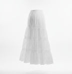 Women's White Tiered Boho Maxi Skirt