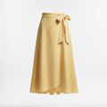 Women's Yellow Wrap Midi Skirt