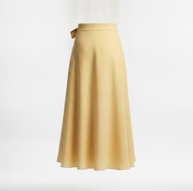 Women's Yellow Wrap Midi Skirt