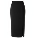 Women's Black Side Slit Pencil Skirt