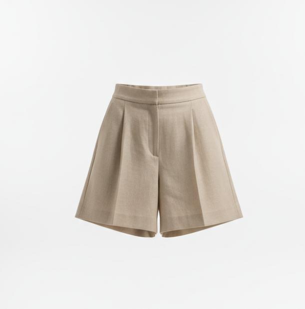 Women's Beige High Waist Shorts