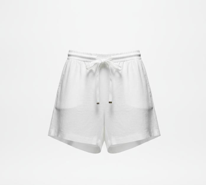 Women's White Drawstring Shorts
