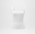 Women's White Square Neck Ribbed Top