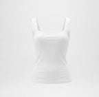 Women's White Square Neck Ribbed Top