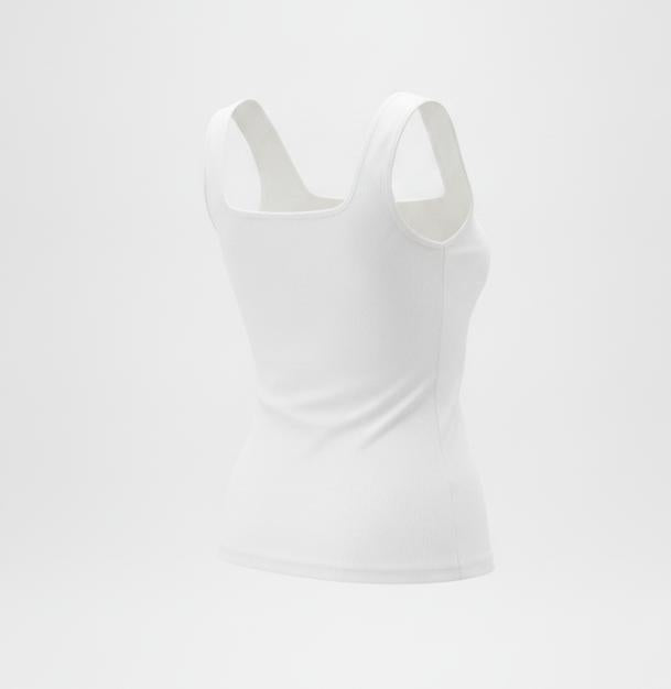 Women's White Square Neck Ribbed Top
