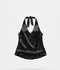 Women's Black Halter Neck Satin Top