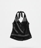 Women's Black Halter Neck Satin Top