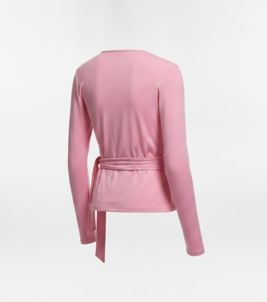 Women's Pink Wrap V Neck Top