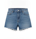 Women's Blue Denim Raw Hem Shorts