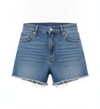 Women's Blue Denim Raw Hem Shorts