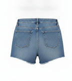 Women's Blue Denim Raw Hem Shorts
