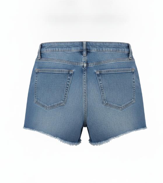 Women's Blue Denim Raw Hem Shorts