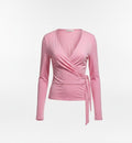 Women's Pink Wrap V Neck Top